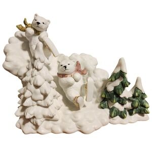 Grandeur Noel 2002 Polar Bear Skiing Figurine Collector's Edition Porcelain